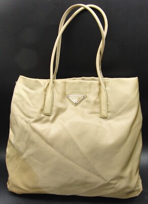 PRADA wasserdichte Vintage beige Nylon Tasche Schultertasche Handtasche ''hat einige Flecken'' B040