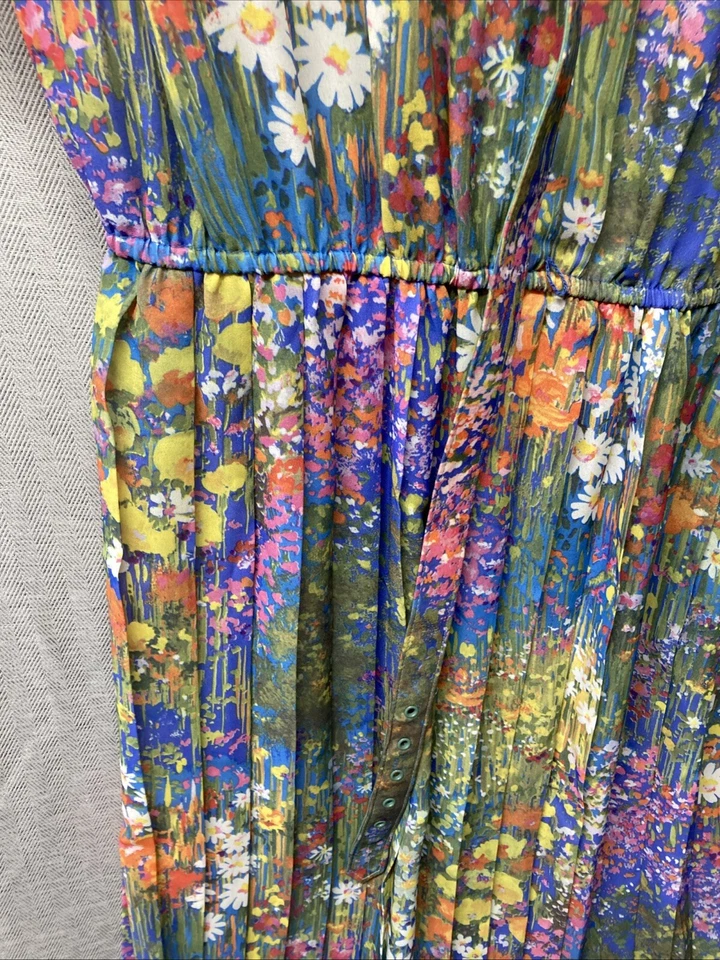 Lady Carol Size 12 Dress Vintage Wildflower Print Pleated Midi Boho Cottagecore - Image 3 of 4