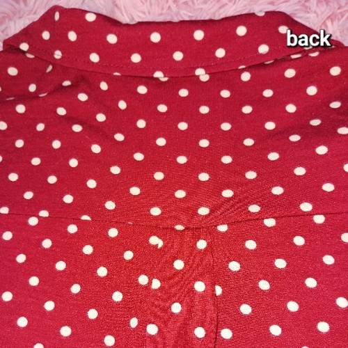 NEW Short Sleeve Women's Blouse Shirt, Size M, burgundy Polka Dot - Picture 4 of 7