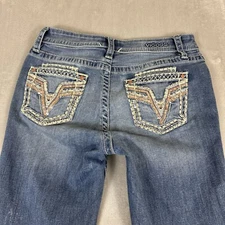 VIGOSS Jeans Women's Size 4 Straight Blue Denim Embroidered Stretch 28x29