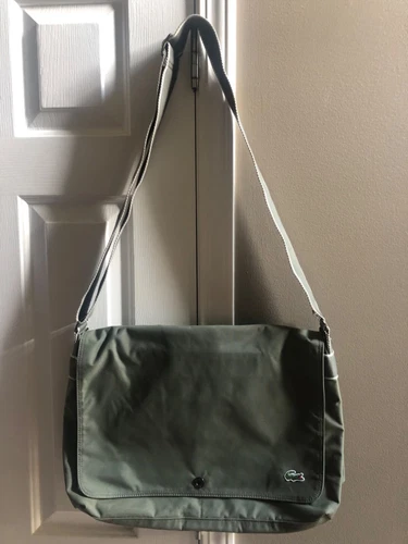 lacoste Shade of Green Laptop Style Messenger Bag New Approx 18” x 12” RARE