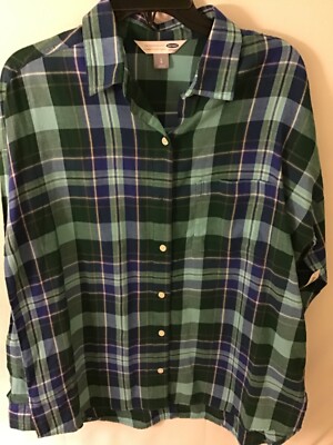 Old navy  Button up shirt hi lo size L nwt long sleeve The Boyfriend Shirt 