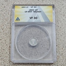 1800 1P Great Britain Maundy Pence Penny .925 Silver Coin George III ANACS VF 30