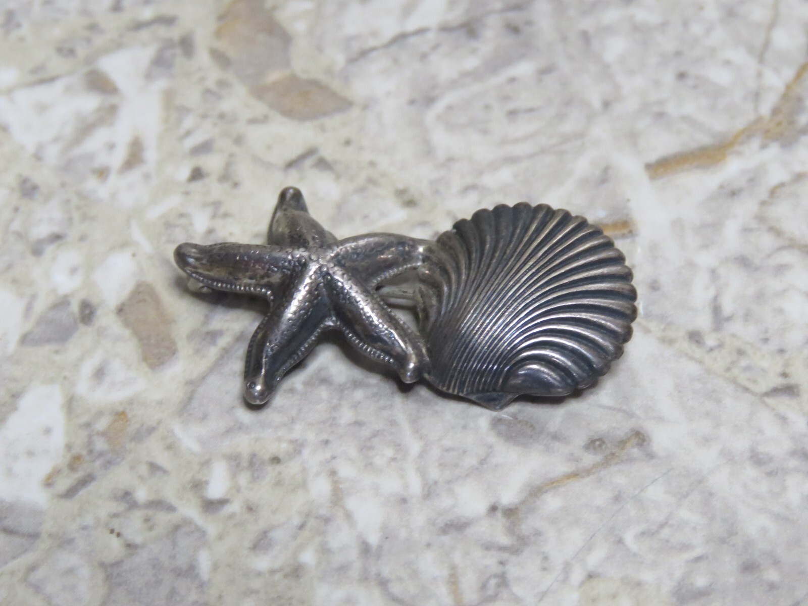 Beau Sterling Silver Signed Seashell Shell Starfi… - image 3