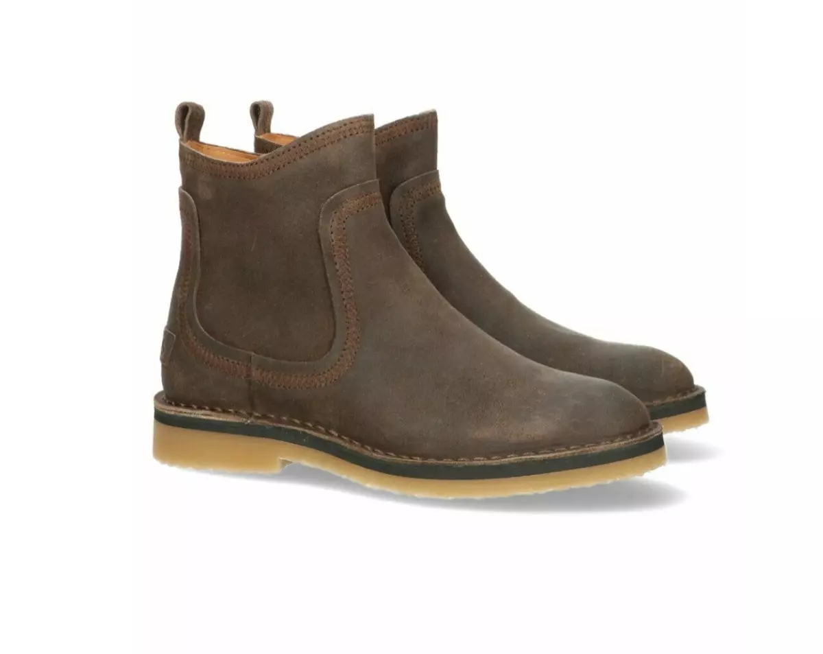 Shabbies Amsterdam Suede Ankle Boots with Zip Dark Brown EU40