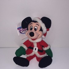 Disney Store Mini Beanbag Santa Mickey Mouse 7 Inch Plush Collectible With Tags