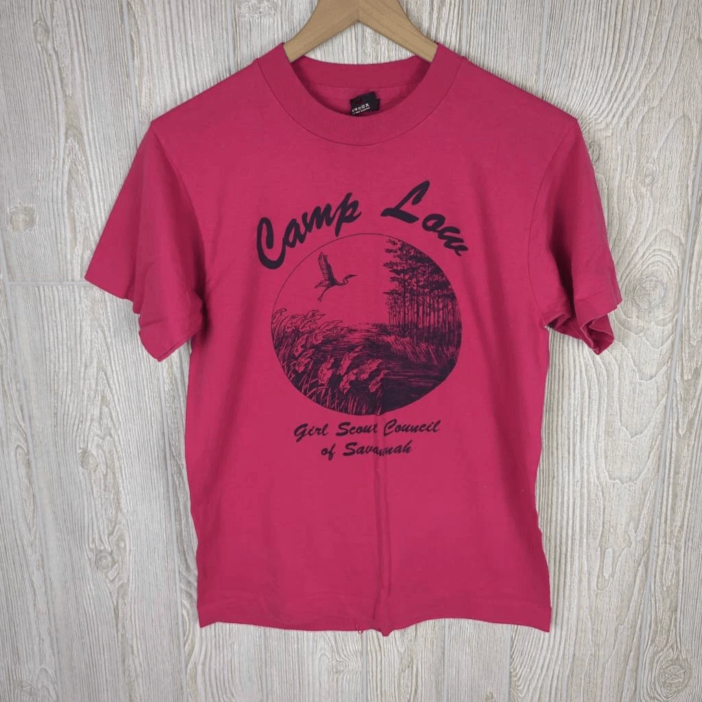 Vintage Screen Stars Adult Medium Pink Camp Law Girl Scouts Savannah GA T-Shirt