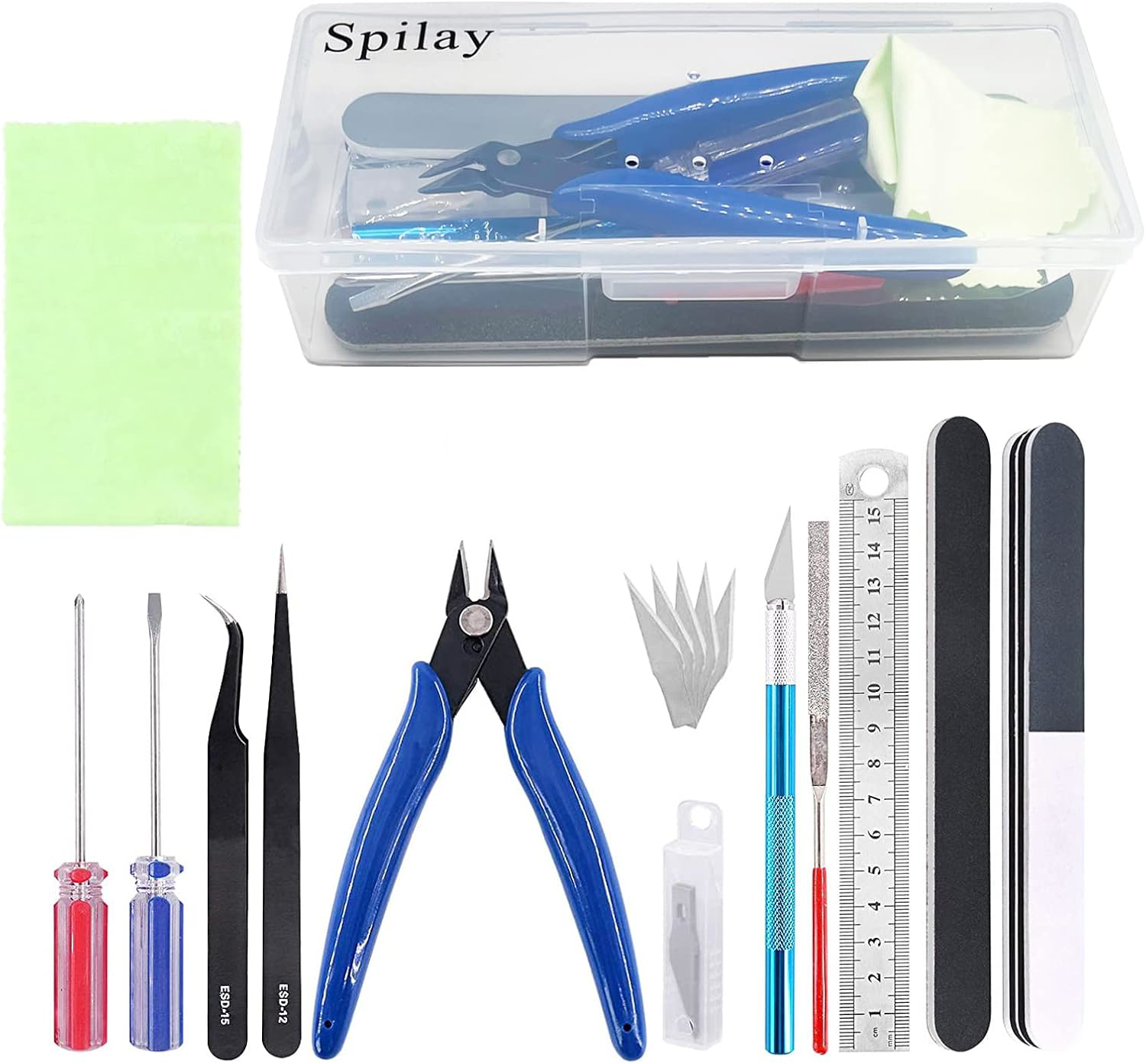 Spilay 16 Pcs Hobby Building Model DIY Tool Kit, Modeler Basic Miniature Craft