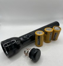 Vintage MAG-LITE Flashlight 12" Black Aluminum 3-D Cells Security Works USA Made