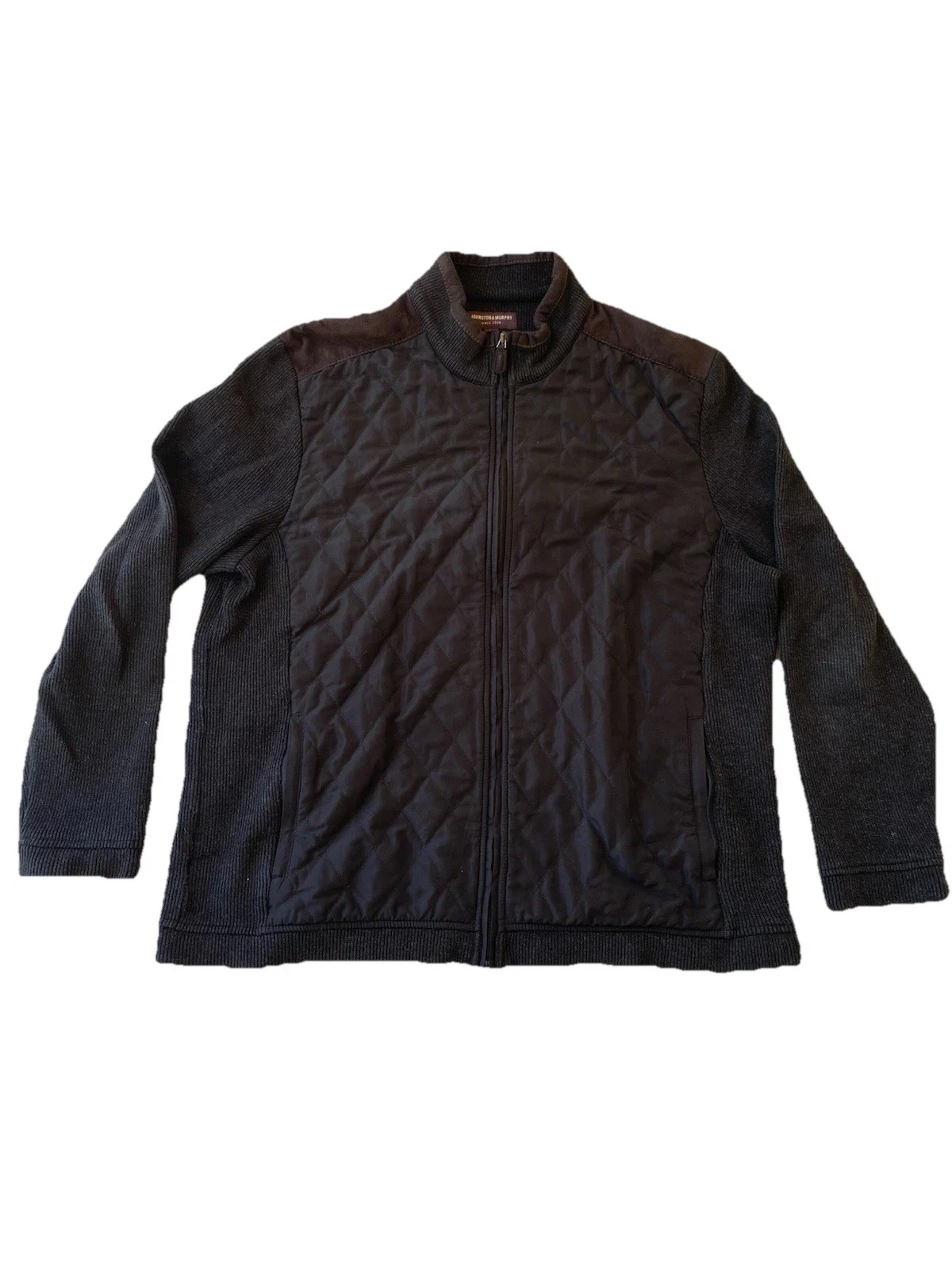 Johnston Murphy Jacket Mens XL Brown Quilted Full Zip Lightweight Adult