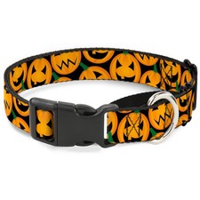 Plastic Martingale Collar Jack-o'-Lantern Collage Black WIDE-Medium  (US IMPORT)