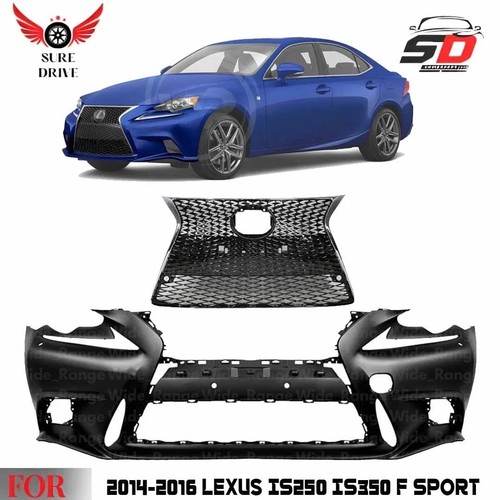 Front Bumper Cover Primed & Grille Kit For 2014-2016 Lexus IS250 IS350 F Sport