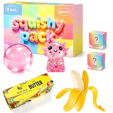 6-Pack Squishy Fidget Toys - Scented Stress Relief Squeeze Toys for Kids, Soft 