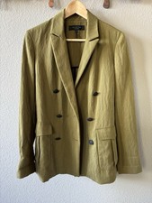 Rag Bone Nyx Double-Breasted Twill Cargo Military Blazer in olive brown Sz 2