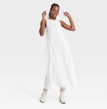 Women’s Ruched Maxi A-Line Dress Universal Thread White Medium
