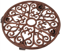 Pflanzenroller Ornament Aus GußEisen, Rund, Ø 33Cm, Rost Braun, Esschert Design