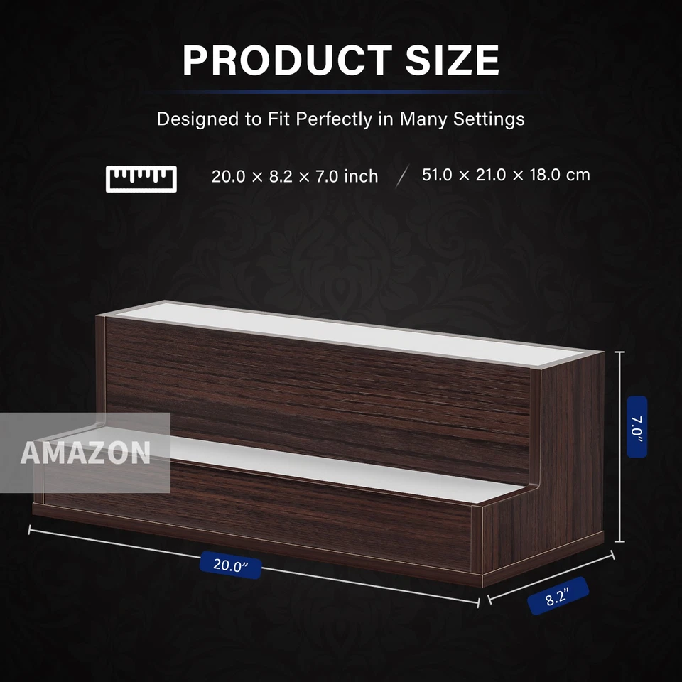 Estante de exhibición de botellas de licor con iluminación LED, estante de exhibición de barra de 20 pulgadas, iluminación hágalo usted mismo Foto 3 de 4