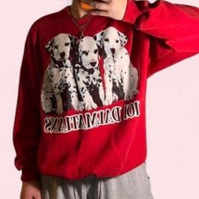 Vintage 101 Dalmatians Red Graphic Crewneck Sweatshirt