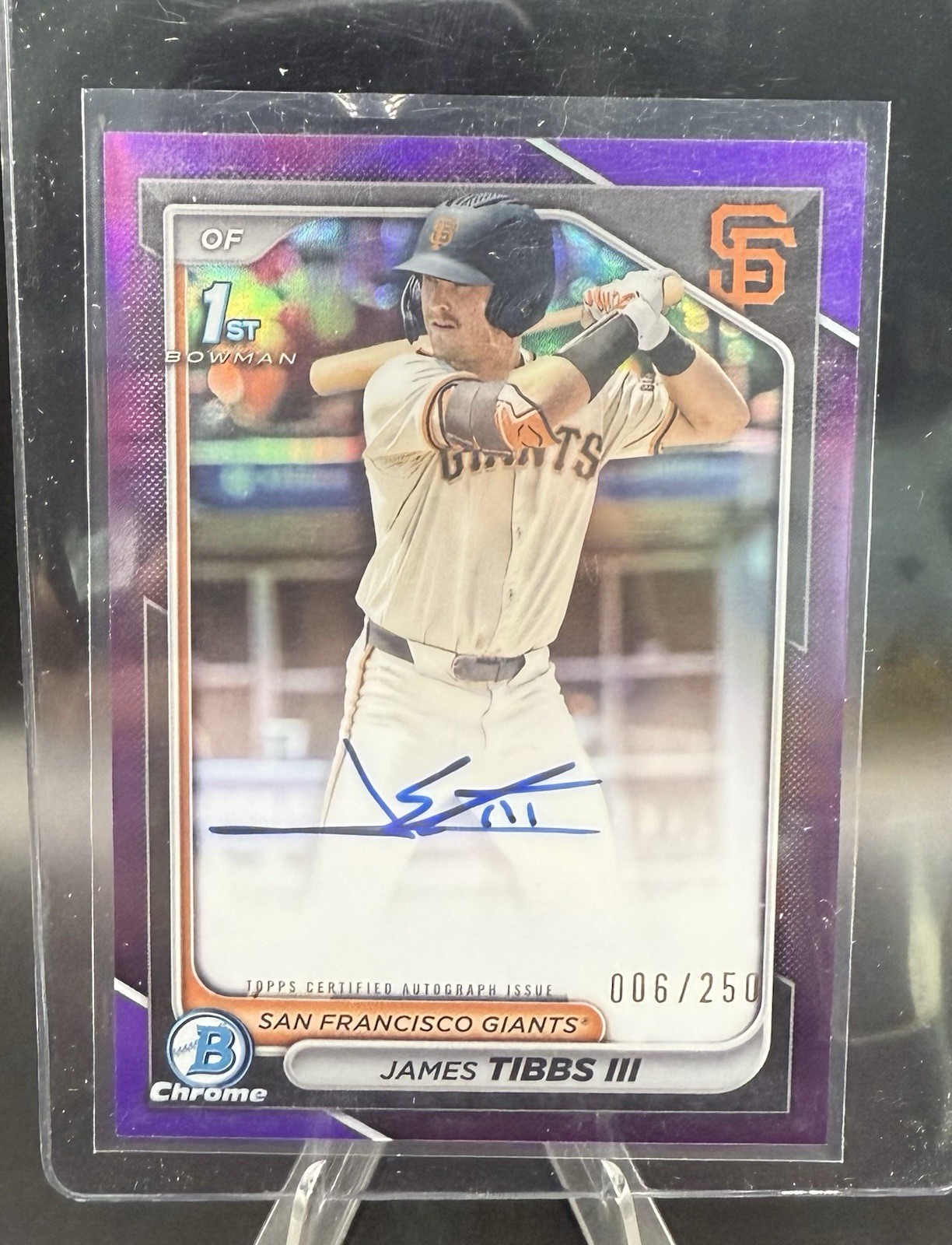 2024 Bowman Chrome Draft 1st Auto James Tibbs III Purple Refractor /250 Giants