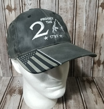 Kryptek Camouflage Protect the 2A American Flag Strapback Hat Outdoor Cap Gray