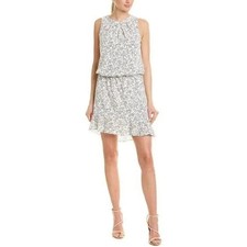 JOIE Porcelain Sabera Silky Floral Print Drop Waist Blouson Dress Size XS