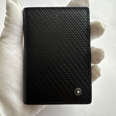 LMontblanc Night Flight Card Holder Black Leather Unisex Made in Italy