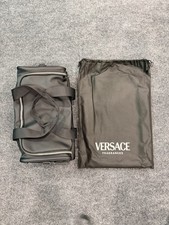 Versace Fragrances Black Duffle with Silver Tone Zipper Travel Overnight Gym Bag