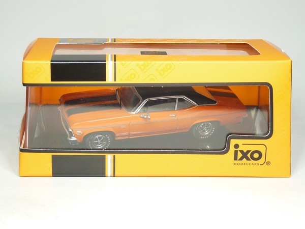 Chevrolet Nova SS Coupé MK3 1971 Orange Schwarz IXO 1:43 Modellauto-image