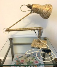 Herbert Terry desk anglepoise table lamp vintage. Rag roll finish in ivory/gold