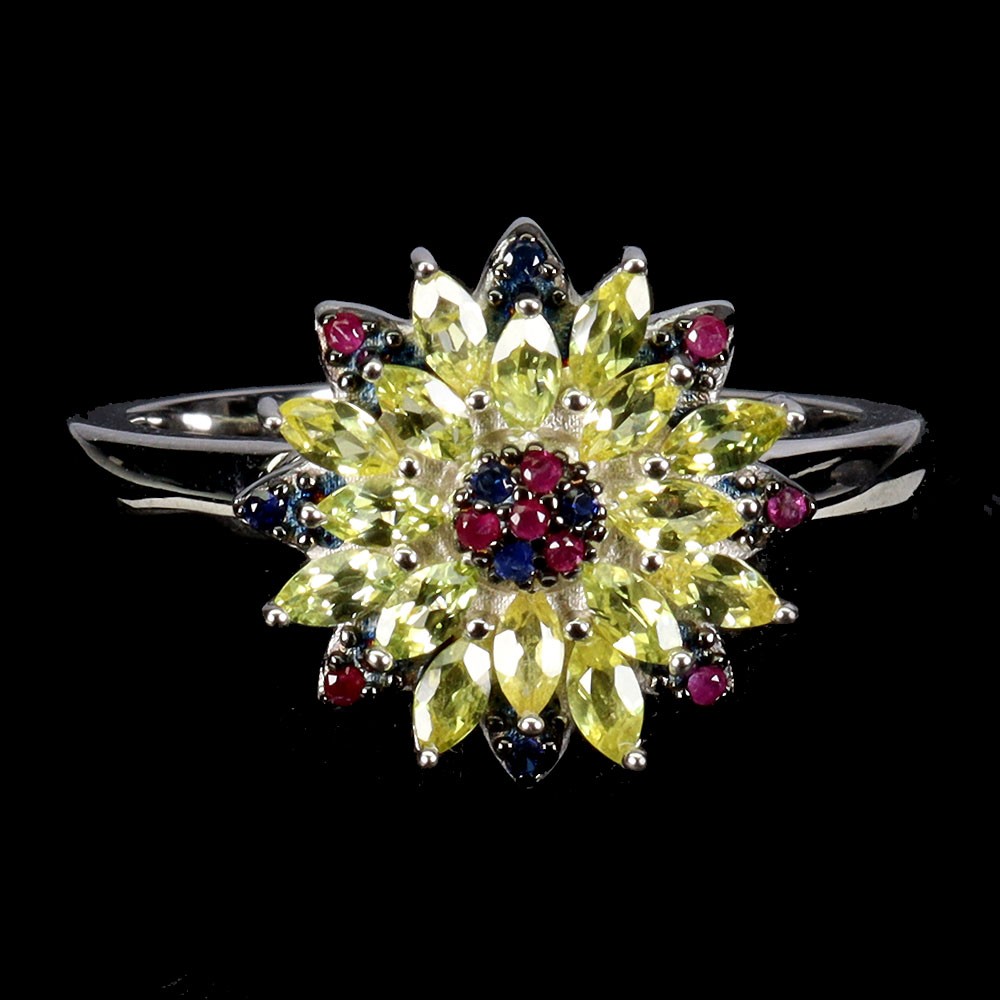 925 Sterling Silver Ring Marquise Yellow Sapphire Ceylon Gemstone Jewelry Sz 8