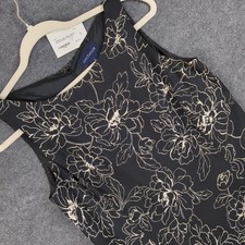 Ann Taylor Vintage Floral Dress Black Cream Sleeveless 90s Style Size 6