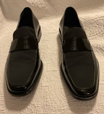 Vintage Ferragamo Black Patent Leather Men  s Formal Slip-on Shoe Size 10D