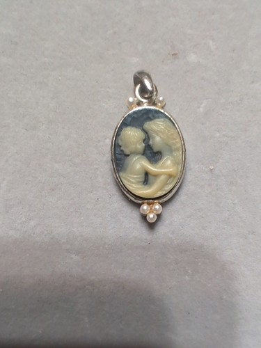 Vintage Cameo Pendant Featuring Mother and Child