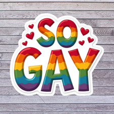 Gay Pride Sticker Vinyl Decal So Gay Rainbow Hearts LGBTQ Love Pride Sticker