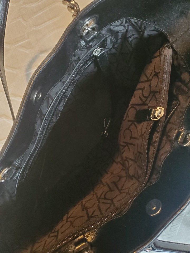 Calvin Klein black purse leather with silver hardware | eBay