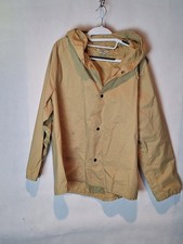 Rainfair Made in USA Hooded Snap-Front Rain Coat Men's L Beige Camo vintage 