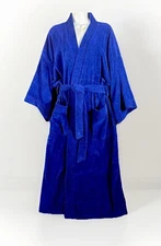 Mark Alexander Vintage Terry Robe Blue Medium Weight One Size Cotton Bathrobe