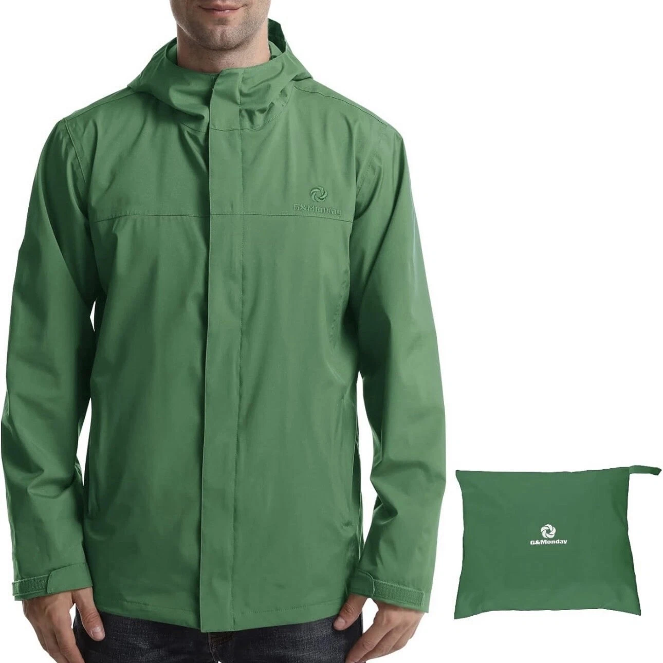 G&Monday Men's Rain Jacket Waterproof Raincoat Lightweight Breathable Rainwear