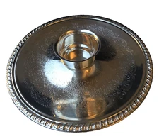 Leonard Silver Silverplate Chip N'Dip Tray with Sauce Bowl 12 1/4" Diameter