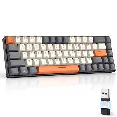 60% Wireless Mechanical Keyboard - 68 Key Red-Switch Keyboard for PC or Mac