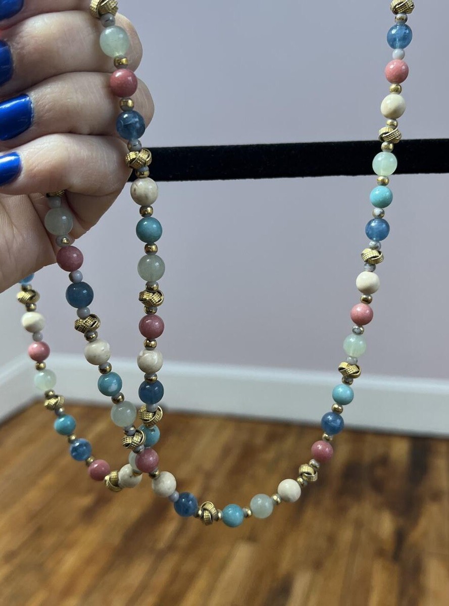 Vintage Glass And Metal Single-strand Beaded Necklace