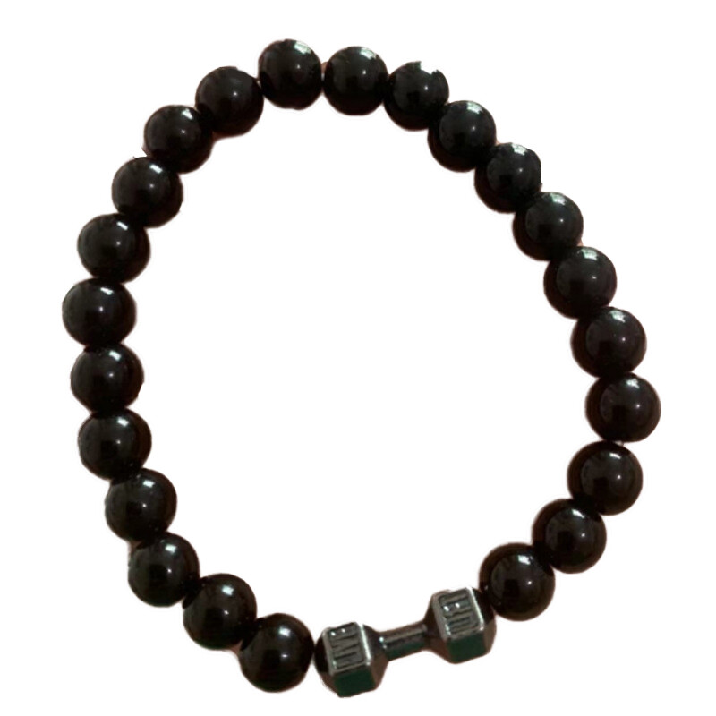Stone Beaded Bracelet Fitness Dumbbell Shape Vintage Bangles Barbell
