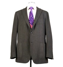 Ermenegildo Zegna 44L Trofeo Cashmere Flannel Street Jacket Patch Pocket Plaid