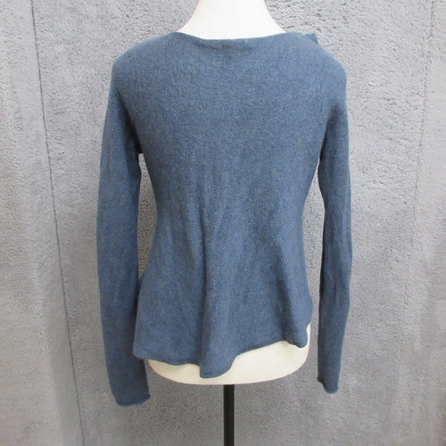 Peruvian Connection Sweater Women M Blue Alpaca Wool Blend Draped Asymmetrical - Picture 2 of 22