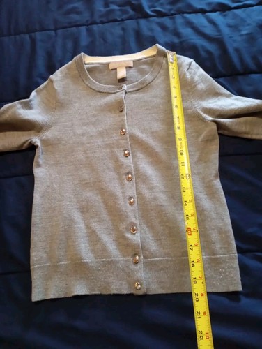 Banana Republic Cardigan Girl's Small Extra Fine Merino Wool Gray 7E - Picture 3 of 5