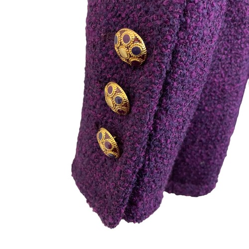 Escada Blazer Size 34 Purple Boucle Wool Nylon Blend Vintage 80s NWT Deadstock - Picture 5 of 7