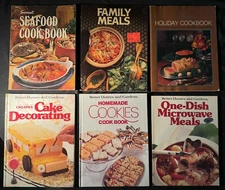 Lot of 6 Vintage Cookbooks: Better Homes and Gardens, Sunset, Hallmark - 1978-85