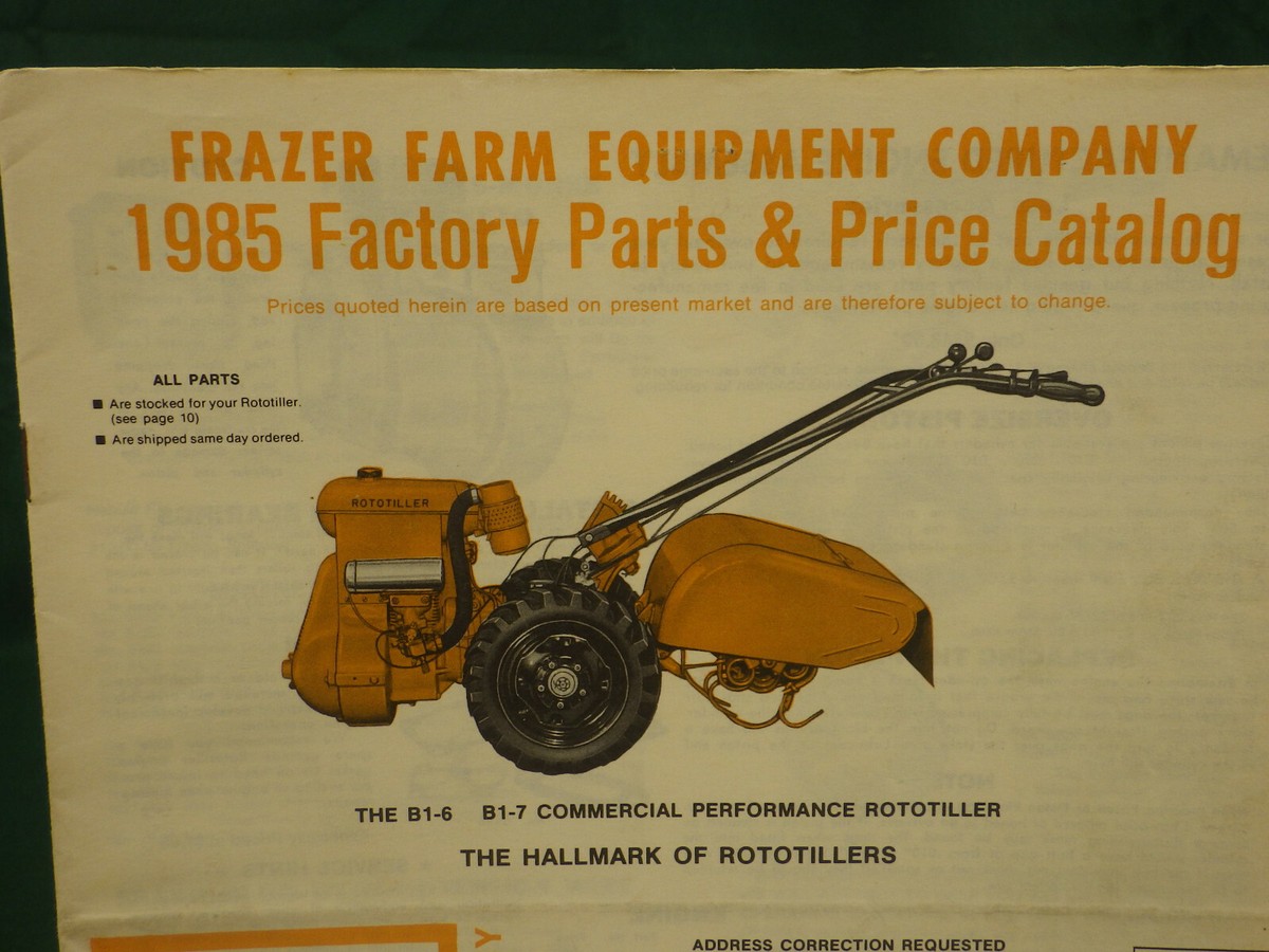 ともページ Vintage Frazer Rototiller/Tiller factory parts catalog B1-7