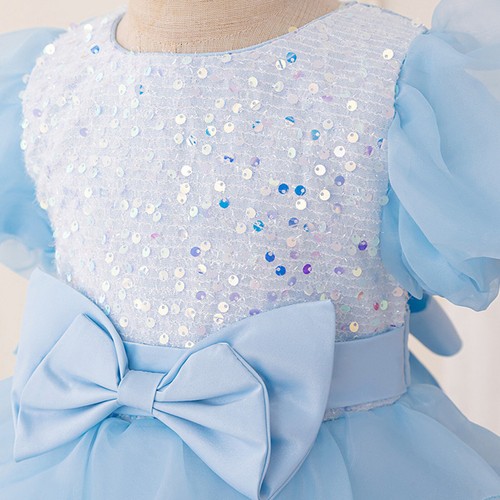 Baby Girls Tutu Pageant Princess Dress Sweet Party Sparkly Sequins Puff Sleeves - Picture 17 of 62