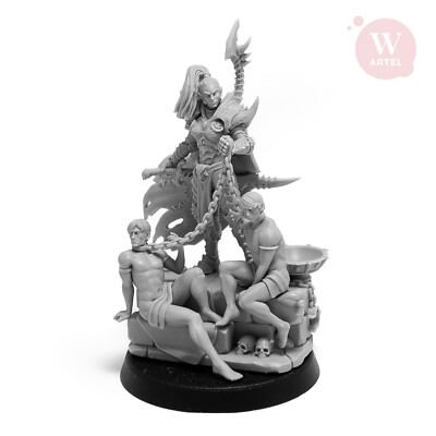 Artel W Dark Elves Raidmaster With 2 Male Slaves 28mm Miniature